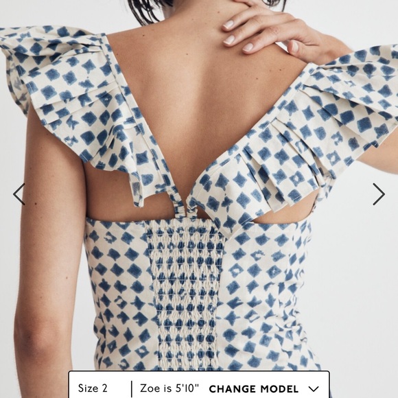 Madewell Shibori-Print V-Back Top-Size 00 - Picture 8 of 10